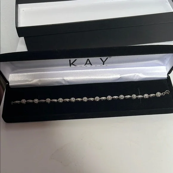 Kay Jewelers Silver Tennis Bracelet with real diamonds - Picture 2 of 12